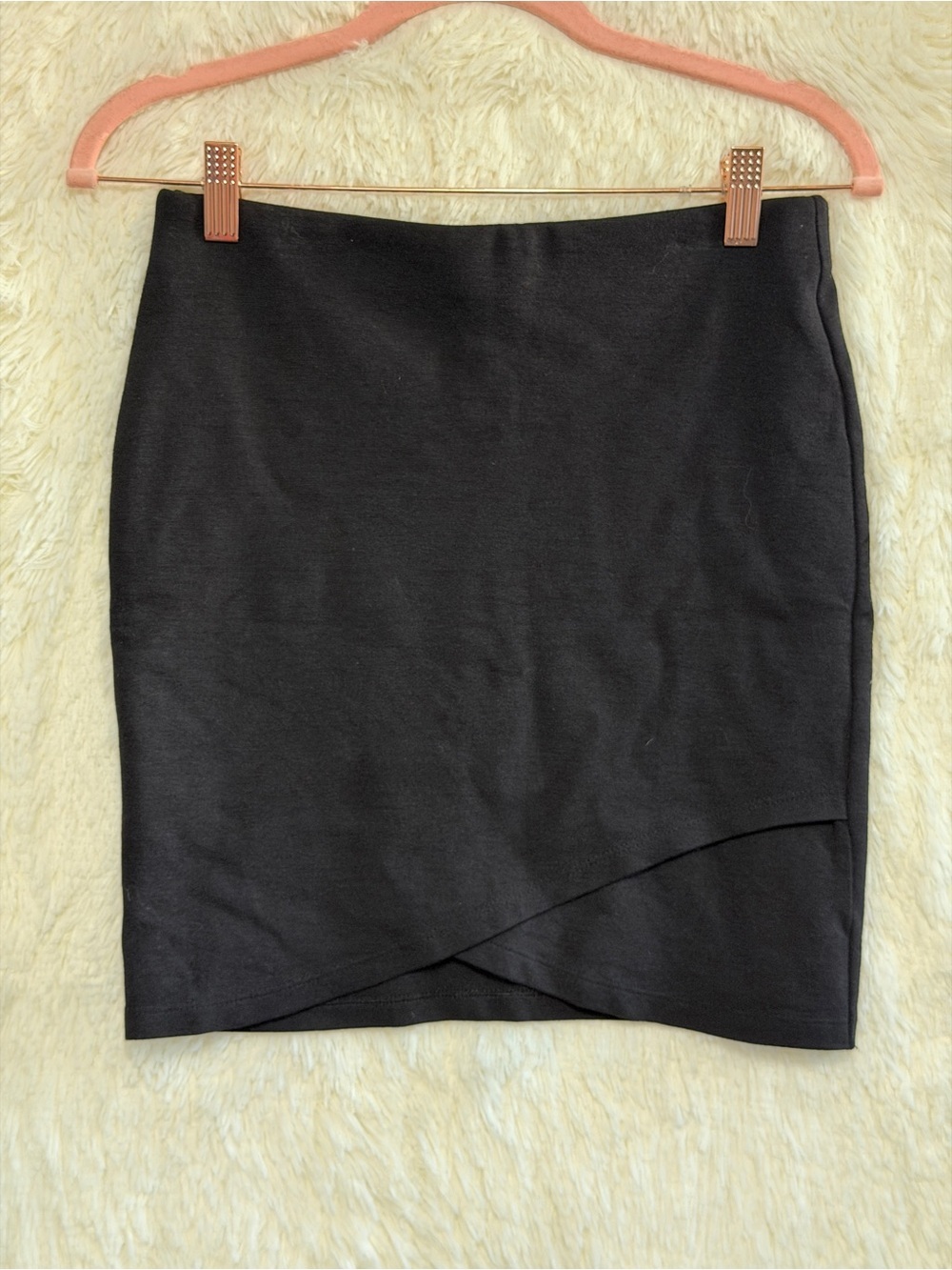 Talula Aritzia Womens Asymmetrical Faux Wrap Mini Skirt Size S Black Bodycon